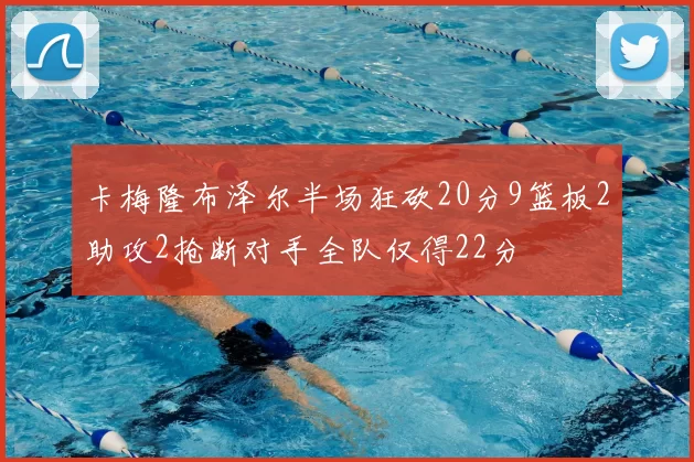 卡梅隆布泽尔半场狂砍20分9篮板2助攻2抢断对手全队仅得22分